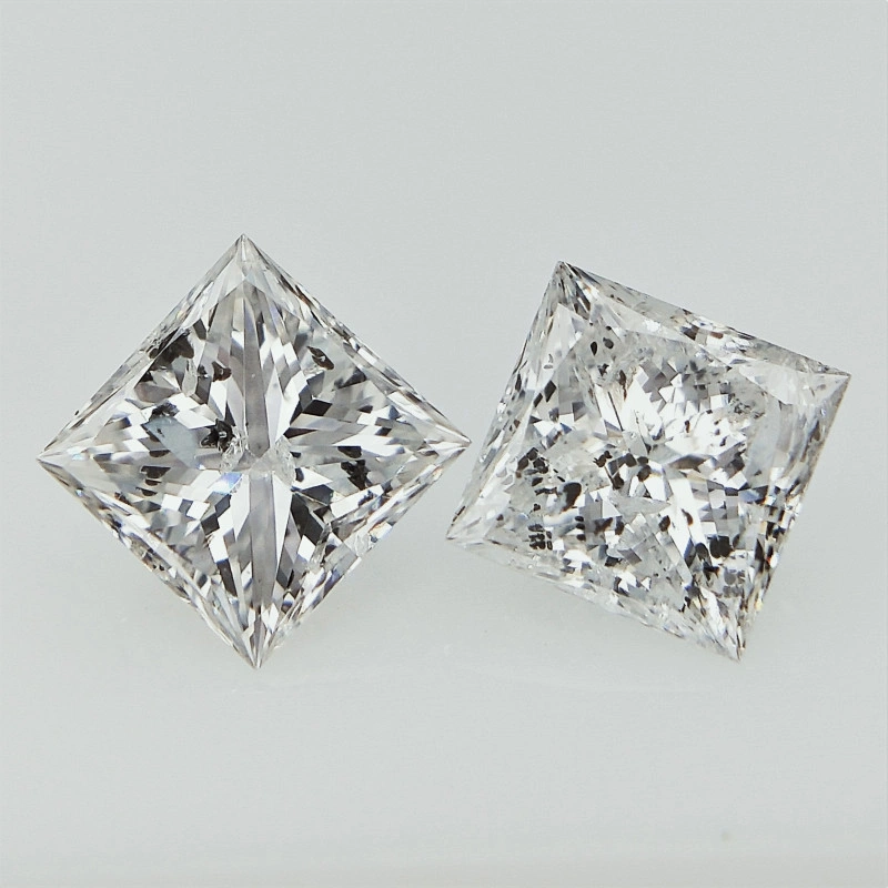 Princess Brilliant Cut Earth Mined Diamonds Champagne Diamond2PCS /0.92CTS