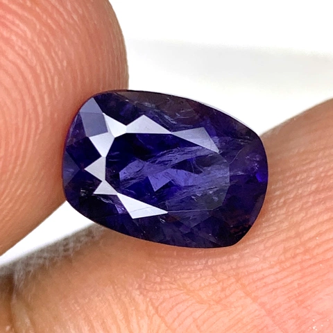 1.55 Cts Natural Deep Blue Iolite Cushion Cut Tanzania